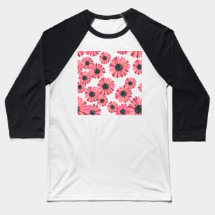 Watercolor Sunflowers Pattern - Pink Baseball T-Shirt